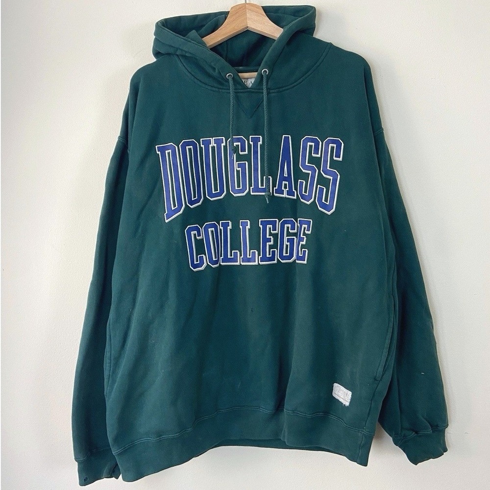 Vintage 90's Douglass College Green Hoodie - M/L